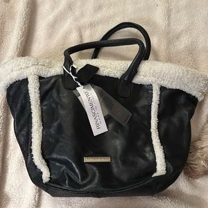 Leather/Fleece tote with matching accessory bag